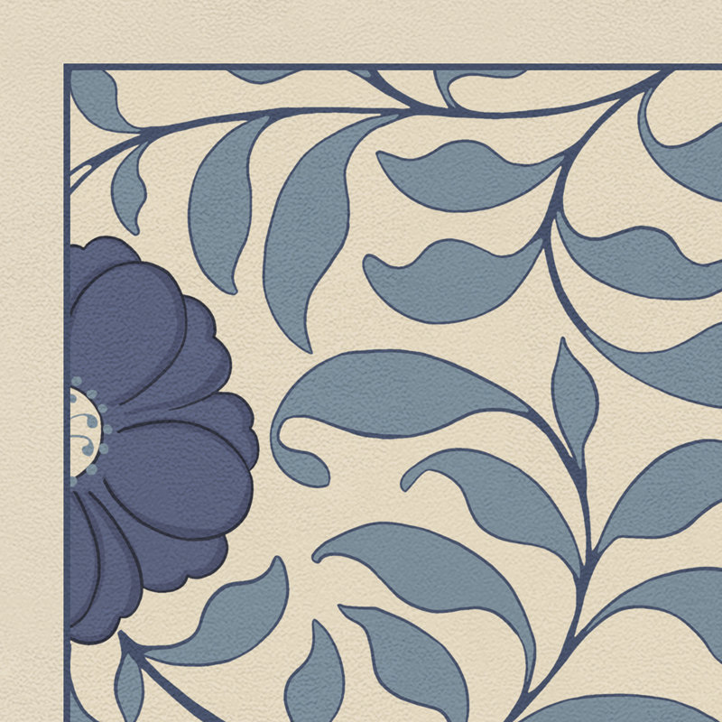 Hawarden Vinyl Floral Indoor Rug, Rectangle 4' x 6'