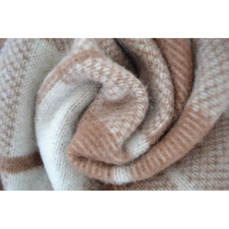 Couverture 100% laine vierge Lyon, Grand, Naturel / fauve