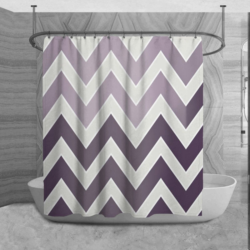 Rideau de douche Briant, H 93 po x l 70 po, Mauve/blanc