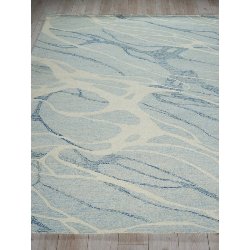 Rio hand-tufted New Zealand Wool Blue/Ivory Area Rug, Rectangle 14' x 18', Blue/Ivory