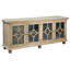 Crédence de porte en verre trèfle 87 po Sunset Trading Cottage | Vitrine en bois massif brun flottant | Buffet entièrement assemblé