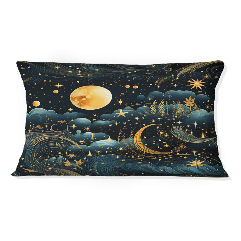 Blue Celestial Boho Pattern - Throw PillowAbstract Coral Reef Multicolor Azure - Throw Pillow
