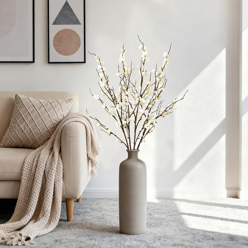 4 branches de fleurs de cerisier artificielles, fausses longues fleurs blanches pour le printemps, la maison, le mariage, la fête, le centre de table