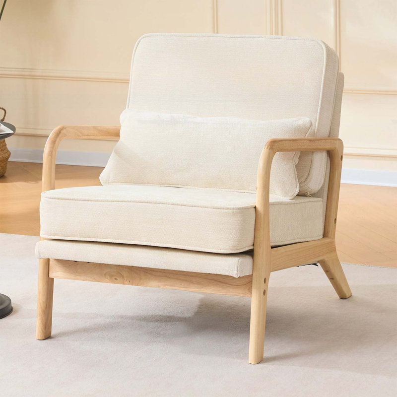 Fauteuil d'appoint confortable, Beige, Naturel