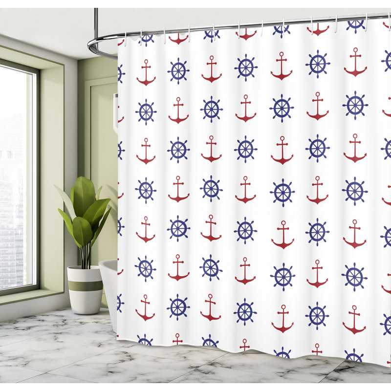 Rideau de douche Suzie Anchors and Ship Wheels, H 75 po x l 69 po