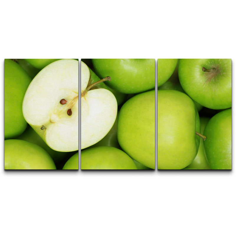«Green Granny Smith», pomme, collage, fruit, dessert, photographie, réalisme, œuvre d'art contemporaine, Toile tendue