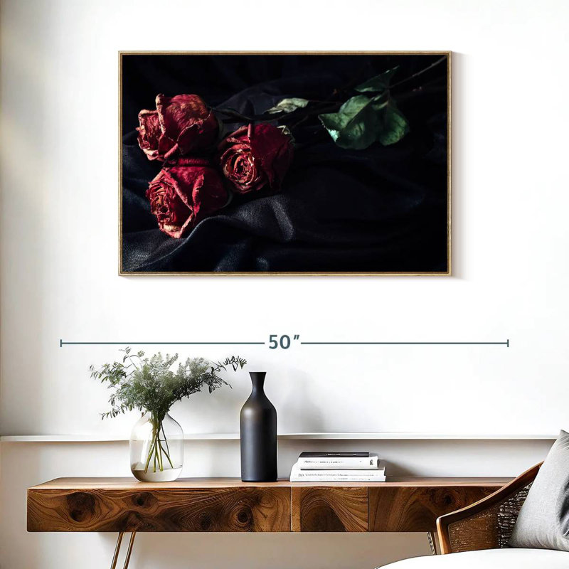 Roses du Désespoir, Cadre flottant en bois naturel, 37 po x 25 po