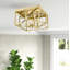 Transitional 4 Light Gold Square Flush Mount-1738798505