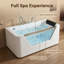 Baignoire tourbillon 67 ", baignoire à jets d'hydrothérapie avec panneau en verre, 7 jets, tablier à 3 côtés, 89 gallons, blanc