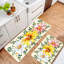Ensemble de 2 tapis d'entrée de cuisine à motif floral beige
