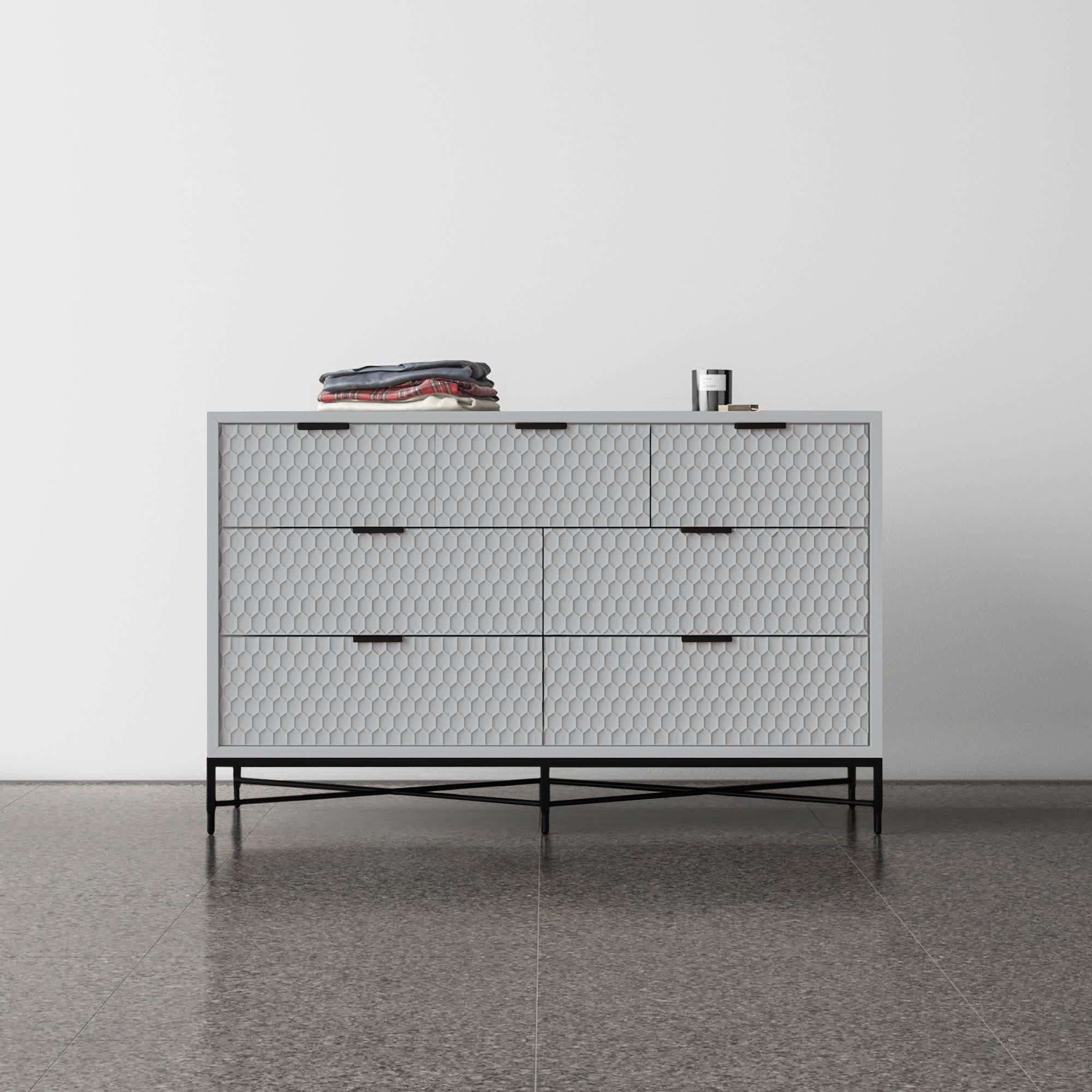 Capra 7 - Drawer Double Dresser, Sky Gray