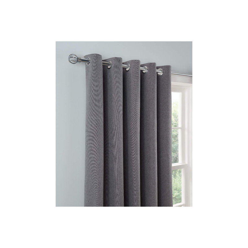 Ausia Blackout Curtain Panel Pair, 137cm H x 117cm W, Charcoal