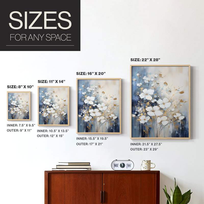 Reproduction encadrée FLORAL Series CCVVII - bois massif, 21" H x 17" W