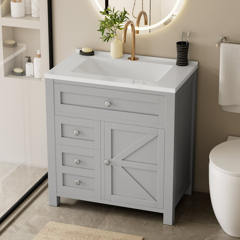 Meuble-lavabo 30 po avec lavabo simple, Gris