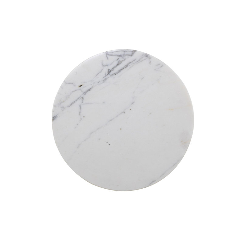 Jocelyn Marble End Table, Veined White Marble