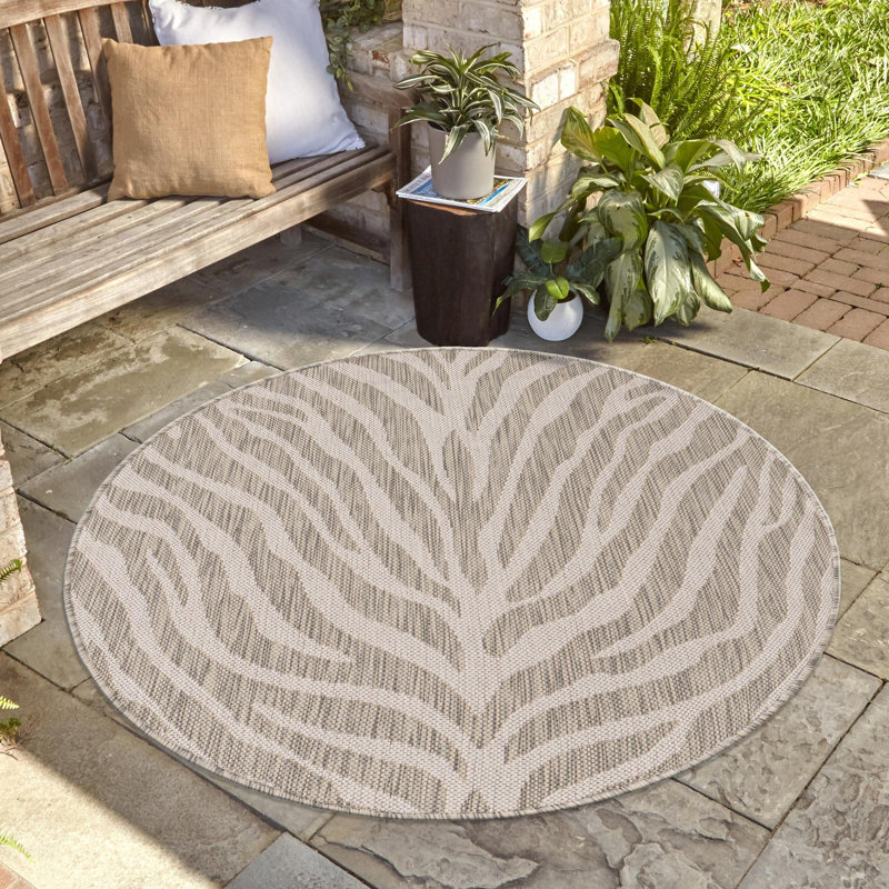 Tapis d'extérieur joyeux couleur pierre, Rond 10 pi
