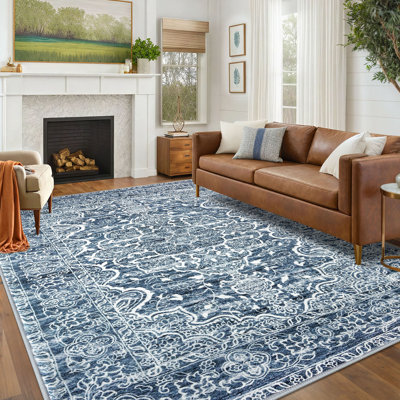 Area Rug Machine Washable Rugs with Rubber Backing for Living Room