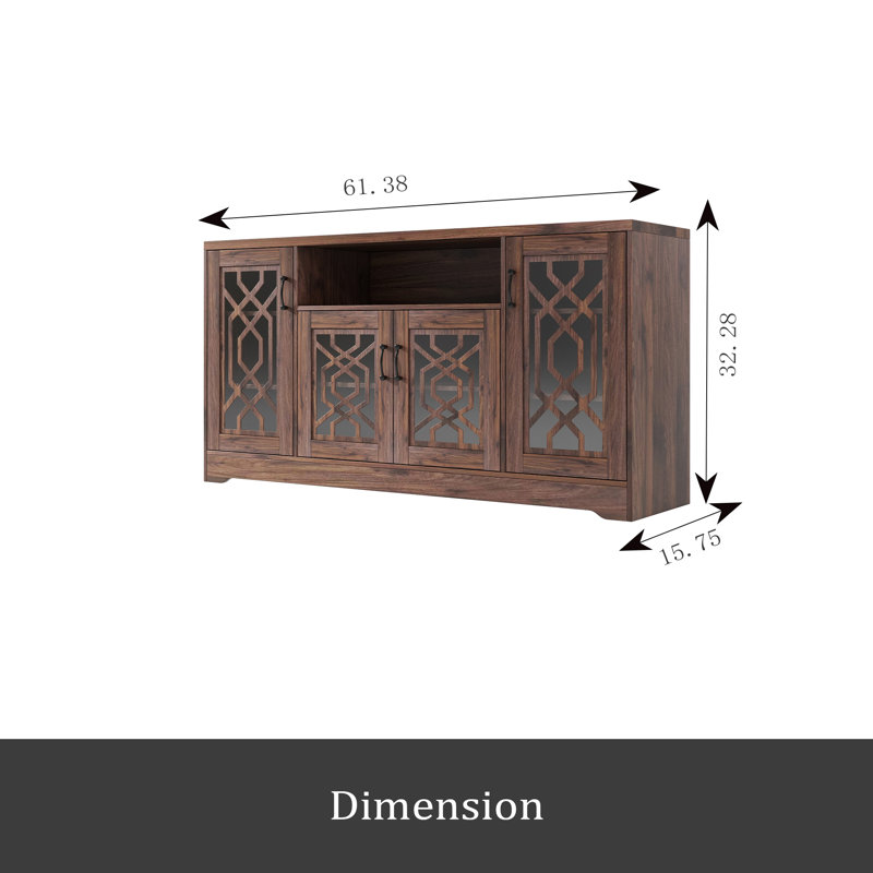 Meuble télé pour téléviseur de 65 pouces et plus, console média rustique avec tablettes de rangement, meuble télé en bois pour le salon