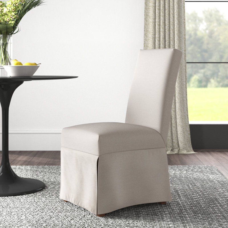 19.3'' H Fabric Upholstered Pine Parsons Chair, Sand