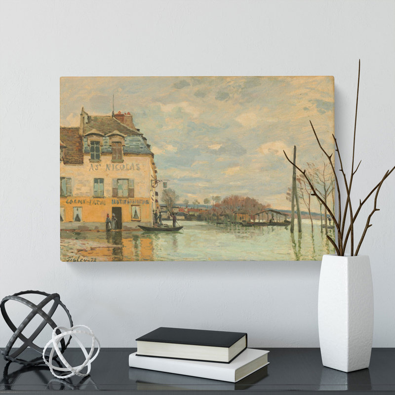 Flood At Port-Marly by Alfred Sisley - Wrapped Canvas Painting, 50cm H x 76cm W x 3cm D
