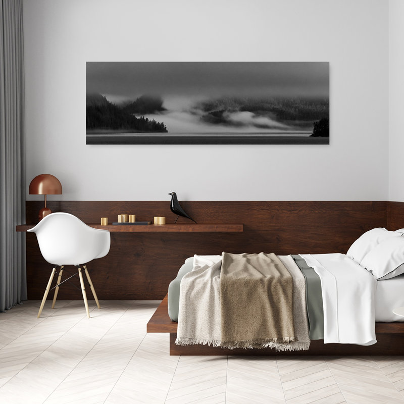 «Misty Forest Lake», art dramatique éthéré pacifique à feuilles persistantes, H 20 po x l 60 po