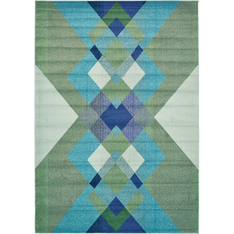 Tapis vert à motif géométrique Burtrum, Rectangle 7 pi x 10 pi