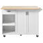 Îlot de cuisine avec comptoir pliable, chariot de rangement de cuisine avec tablette coulissante, porte-serviettes et tiroir, chariot de cuisine sur roulettes, pour la cuisine, le salon, la salle à manger