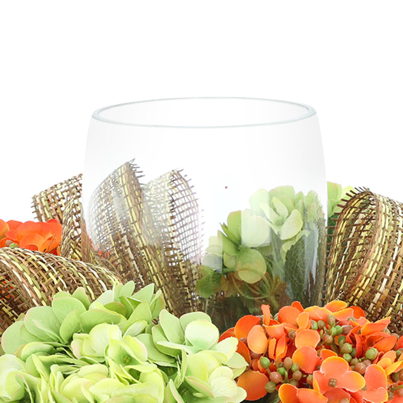 Hydrangea Fall Centerpiece with Candleholder