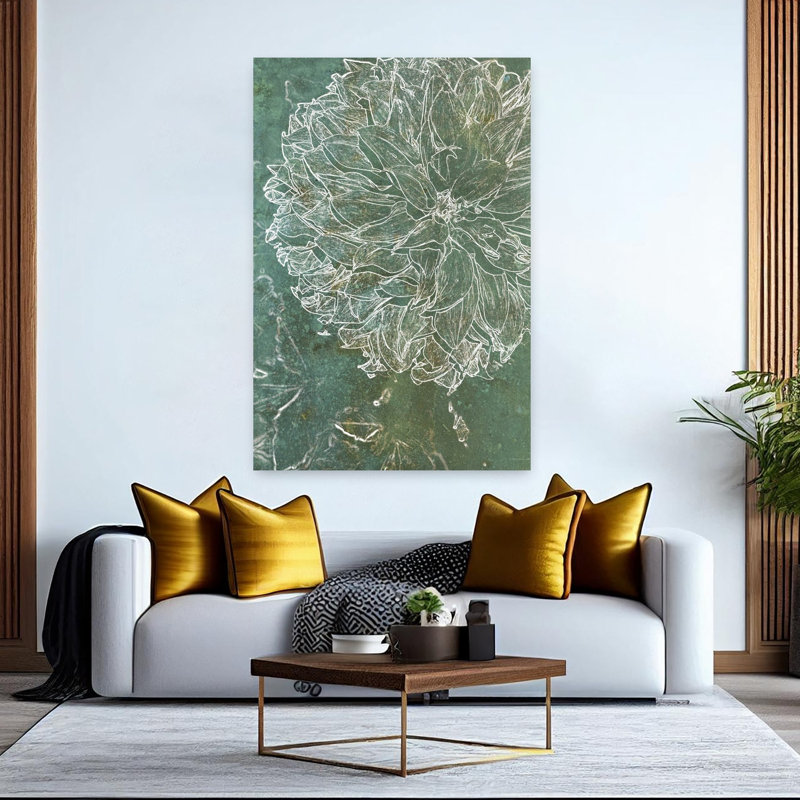Art floral contemporain abstrait, H 60 po x l 40 po