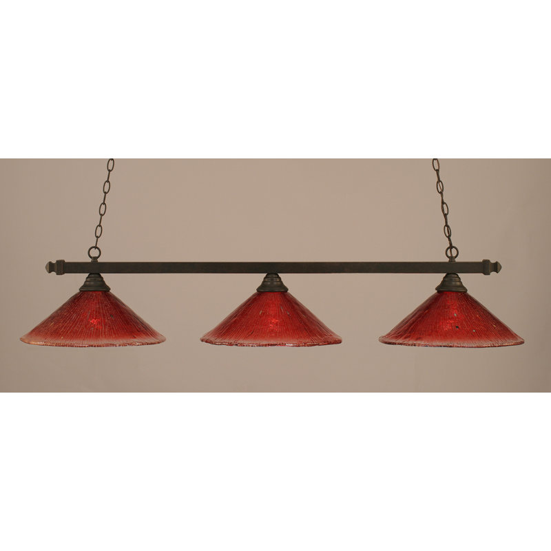 Barre carrée / ronde 3 lumières, Granite noir, Framboise