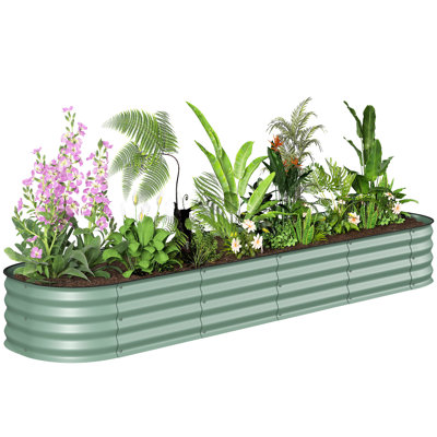 Galvanized Raised Garden Bed Planter Box, 7.9 x 2 x 1ft, Green