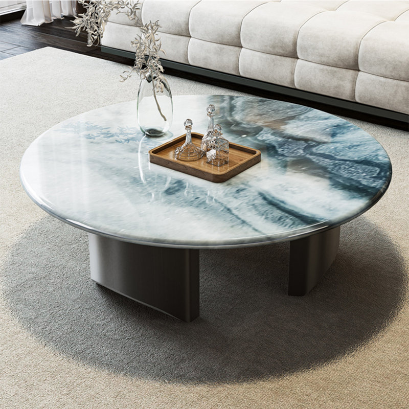 Table basse simple en pierre supercristalline, Bleu / coloré, H 15,7 po x L 39,4 po x l 39,4 po