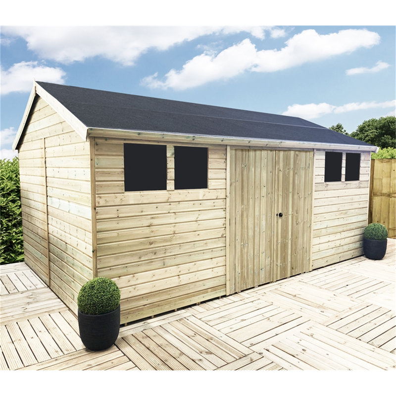 Bickleton 24ft. W x 16ft. D Solid Wood Garden Shed