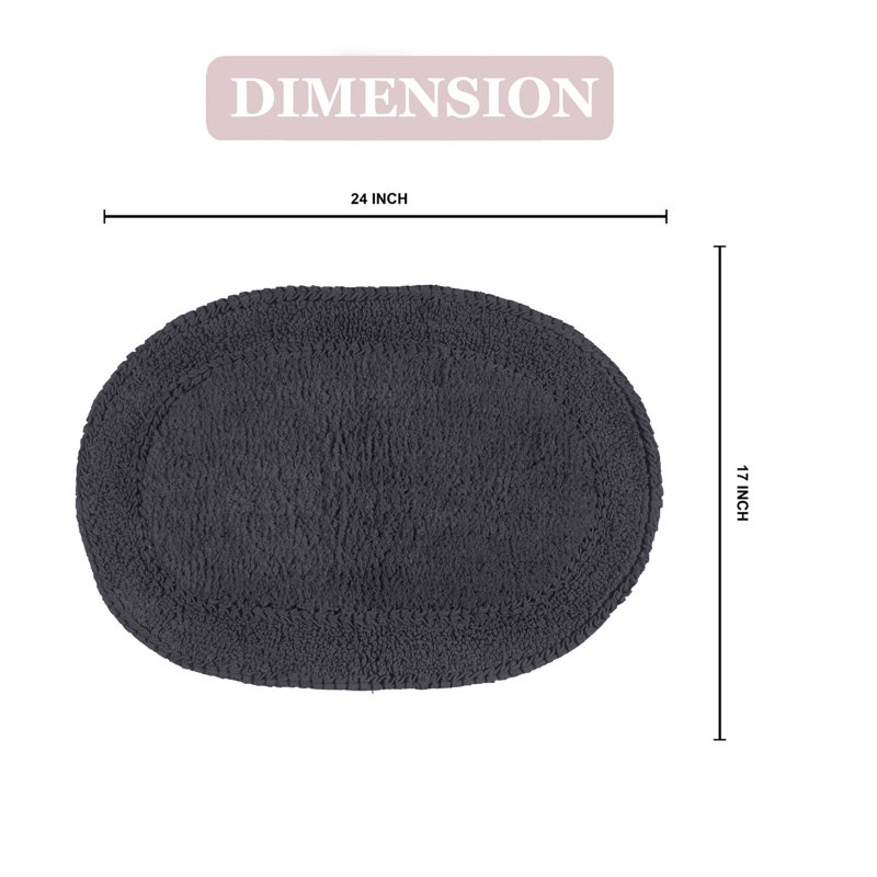 Tapis pour salle de bain 100% coton Double Ruffle Collection, L 17 po x L 24 po, Gris