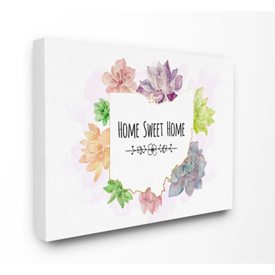 «Ohio State Home Sweet Home Succulent Watercolor Vignette» par Ziwei Li - reproduction d'art textuel