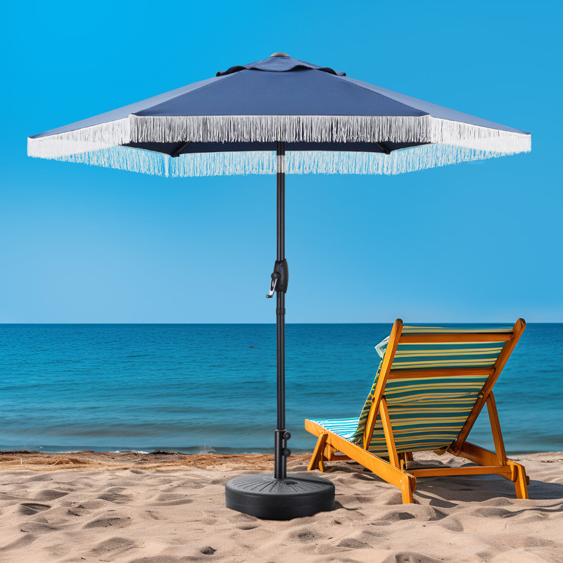 Parasol à pampilles 7,5 pi avec support 7,5 pi, Marine