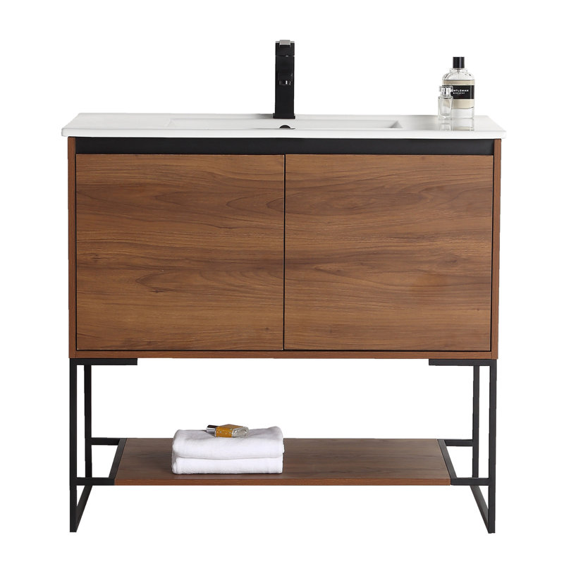 Ensemble de meuble-lavabo simple 36 po Carliana, Noyers