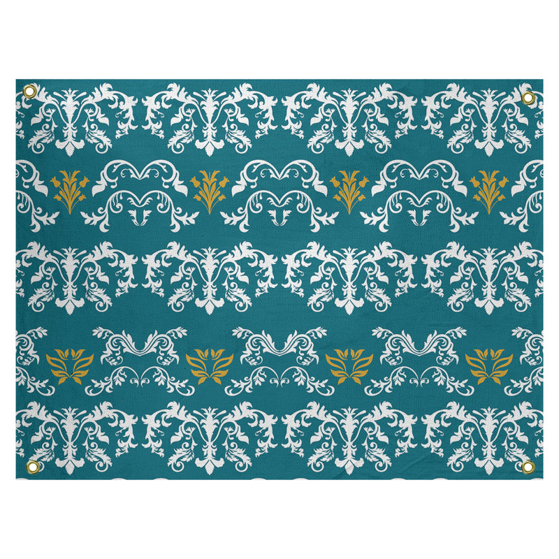 Tapisserie baroque en polyester Jacksonville, Vert / blanc / jaune, H 50 po x l 59 po