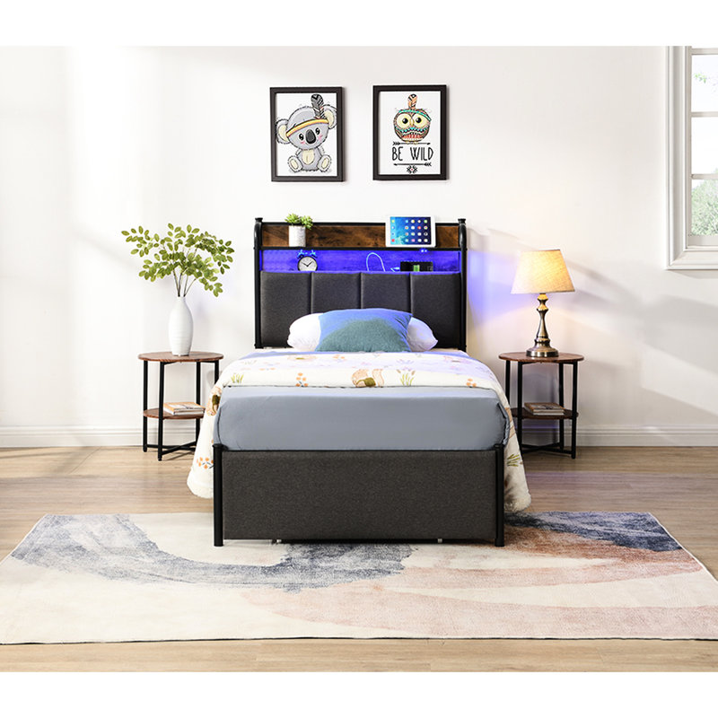 Lit simple avec construction stable et sous les tiroirs, Twin