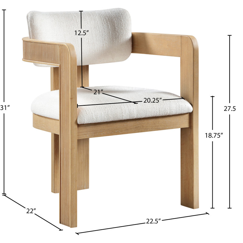 Chaise rembourrée Sacha Frink, Tissu crème texturé en lin, Naturel