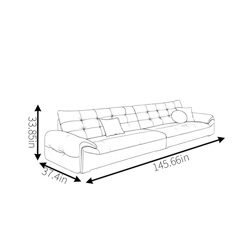 Canapé rétro noir, H 33,85 po x l 145,66 po x P 37,4 po, 5
