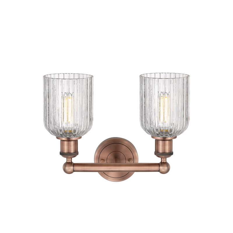 Abat-jour de salle de bain 2 lumières Edison Addeline 14 po, Cuivre antique, Clair