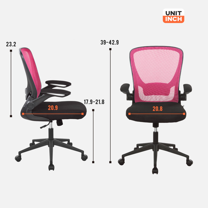 Fauteuil de bureau pivotant à hauteur réglable avec support en bois, Rose