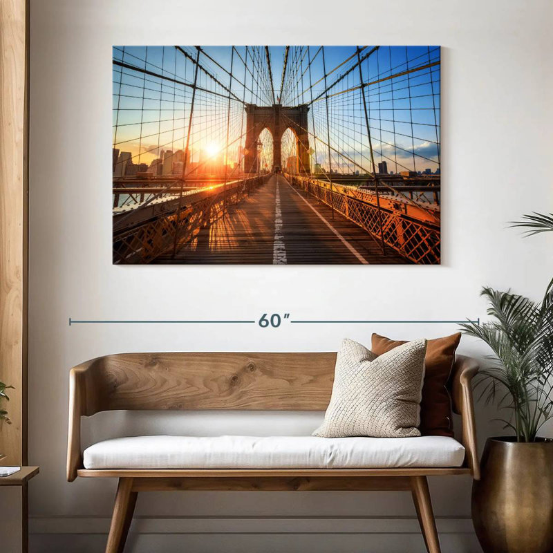 Ravi Sunlit Brooklyn Bridge, H 32 po x l 48 po