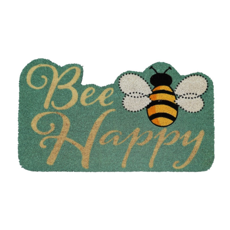 Paillasson 18 po x 30 po beige et vert Coir Bees
