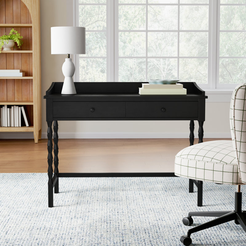 Mia Writing Desk with Drawers, Matte Black