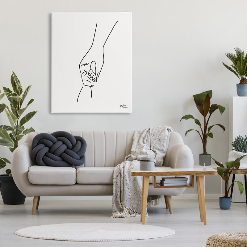 Parent & Child Holding Hands Family Line Doodle by Jess Baskin - Wrapped Canvas Print, 48" H x 36" W x 1.5" D