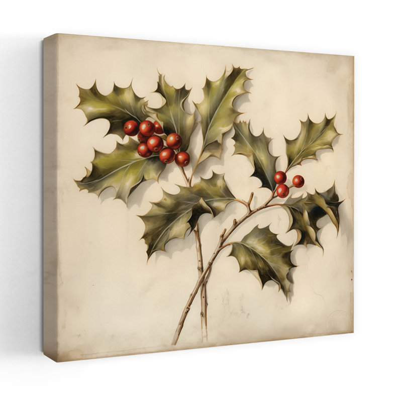Branches de houx contemporaines avec art des fêtes de Noël, H 48 po x l 48 po