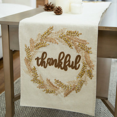 Cielito Embroidered Thanksgiving Table Runner