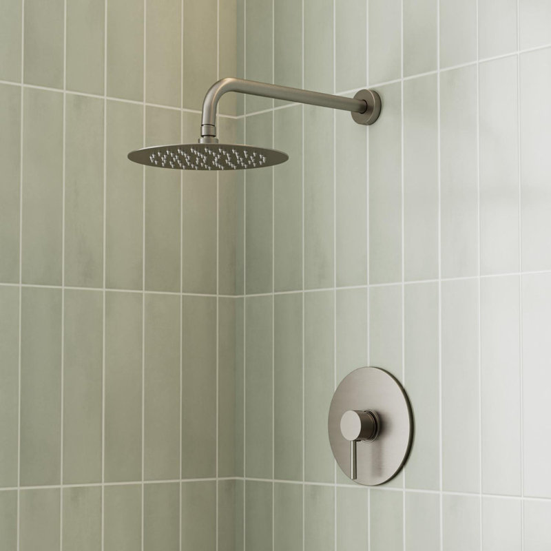 Pressure Balance Shower Faucet with 10-Inch Rain Single-Function Shower Head, 1.75 GPM in Brushed Nickel(Valve Included)